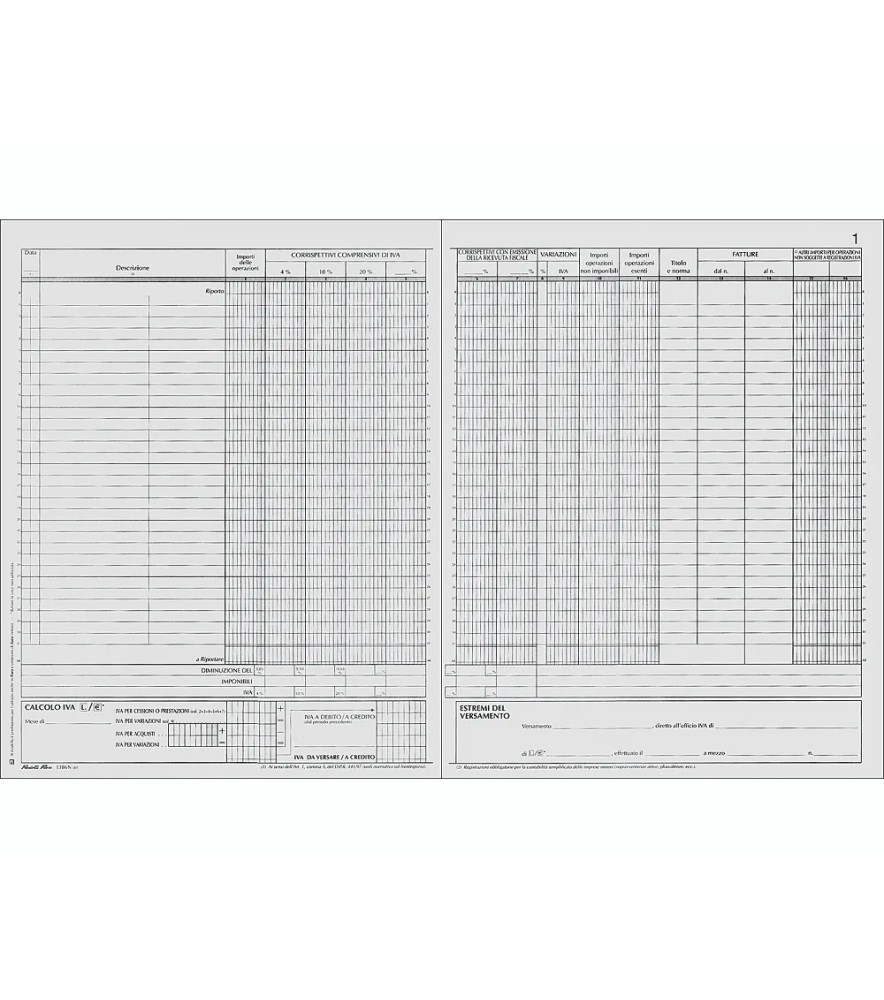 Registro dei Corrispettivi 245 x 310mm