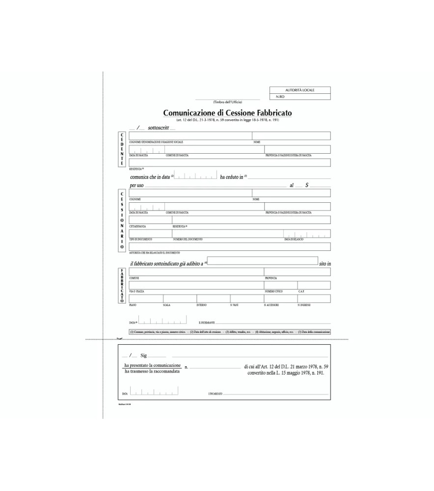 Fascicolo Cessione Fabbricati A4