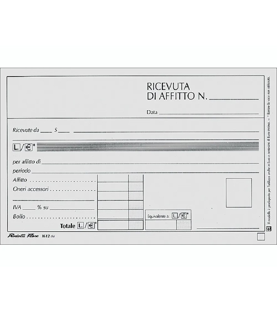 Blocco Ricevute Affitto 168 x 100mm