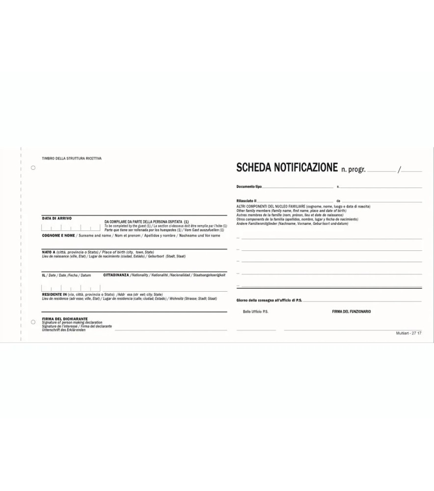 Schede di Notificazione 100x200mm