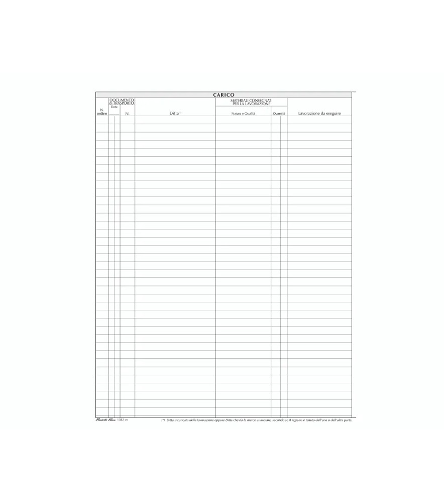 Registro delle Merci in Lavorazione 245 x 310mm 49 Pagine Nu