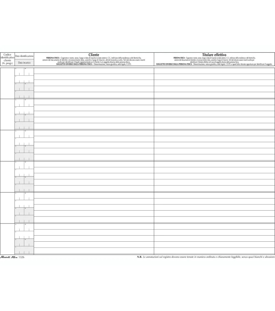 Registro Antiriciclaggio 245 x 310mm per Professionisti