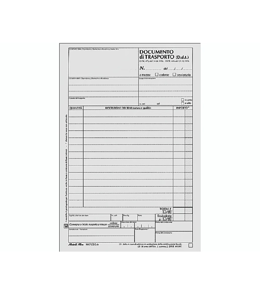 Blocco Documento di Trasporto Ddt 148 x 230mm