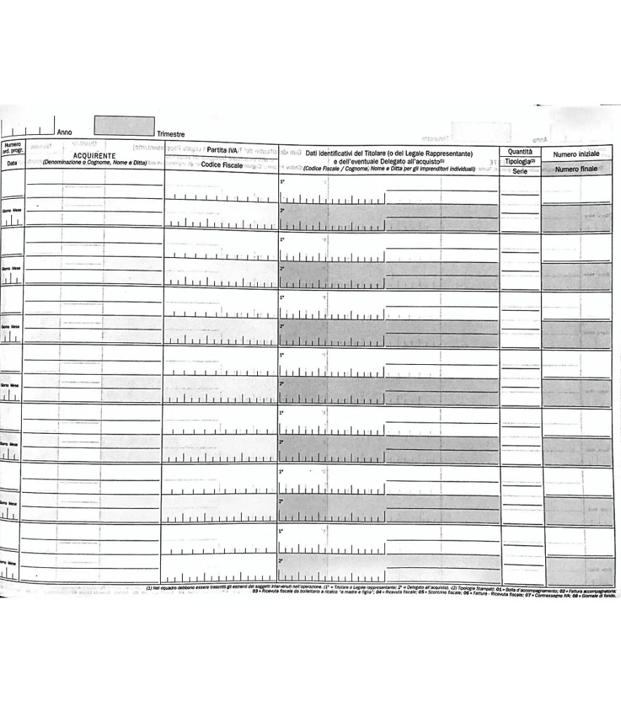 Registro Carico Stampati Fiscali 245 x 310mm