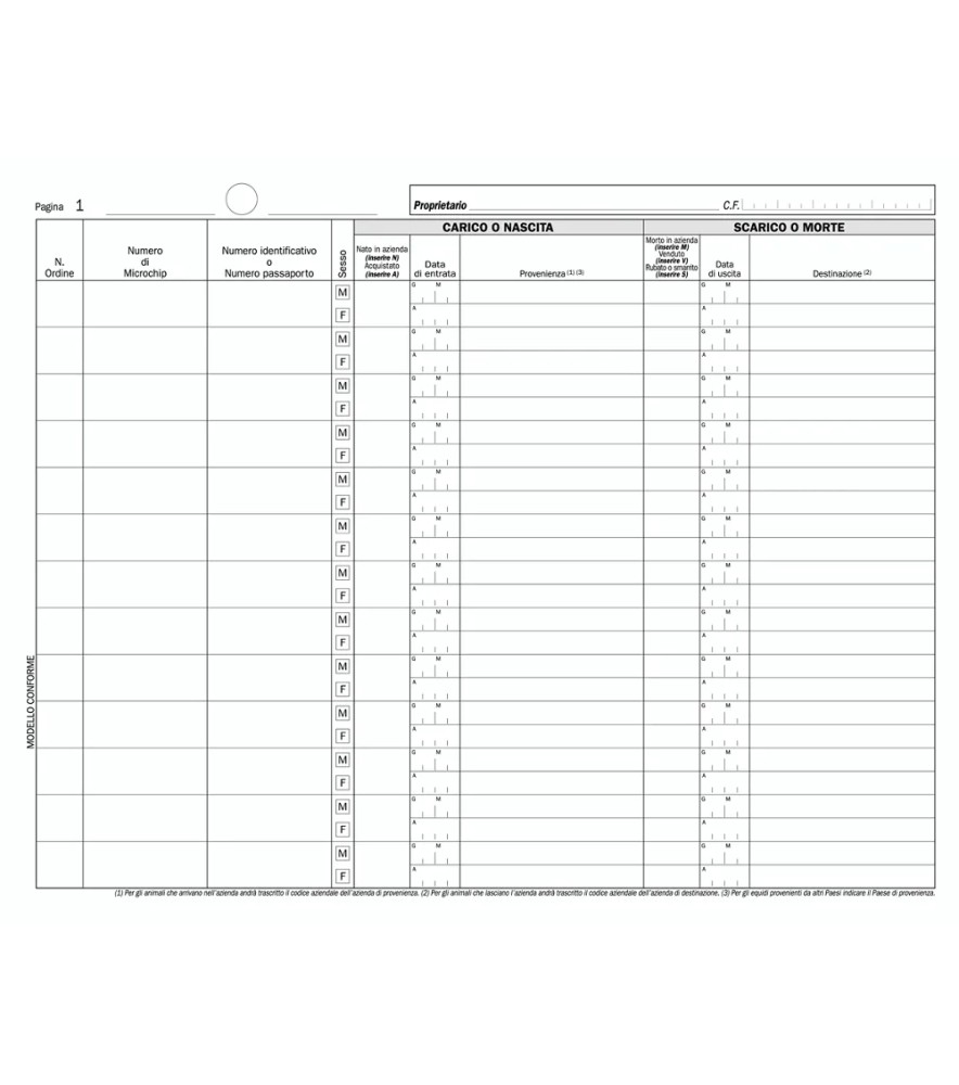 Registro Carico Scarico Equini 245 x 310mm