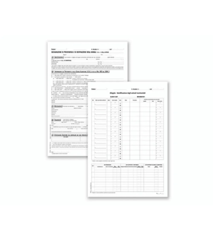 Dichiarazione Provenienza Animali Blocco 210 x 310mm