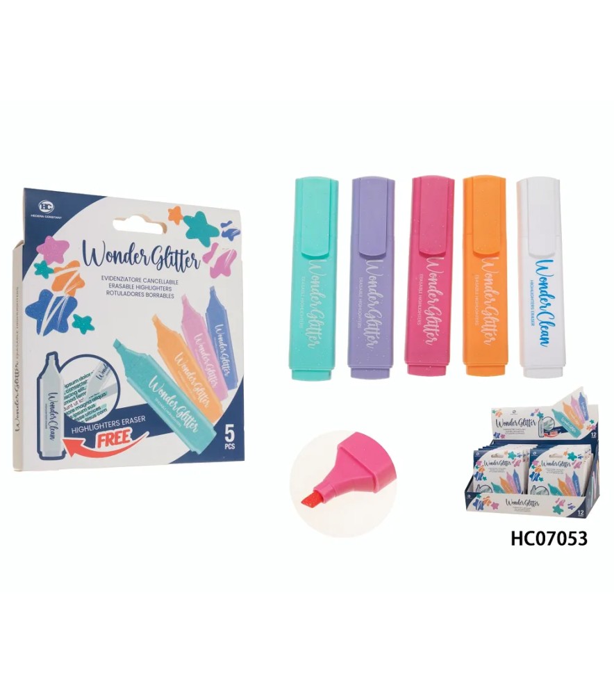 Evidenziatore Wonder Cancellabile Glitter Punta Scalpello