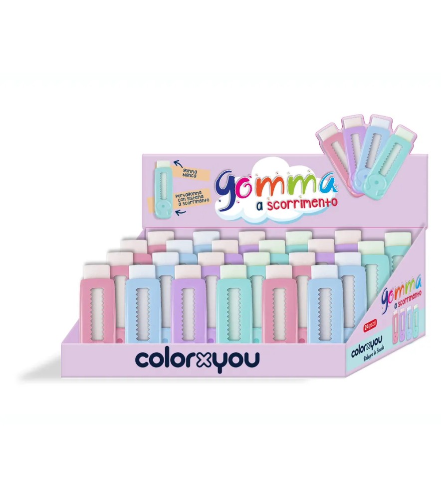 Gomma a Scorrimento C/portagomma Pastello