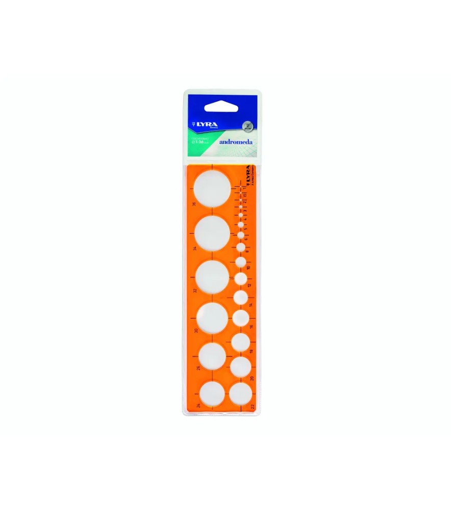 Maschera per Disegno Tecnico Plastica 21 Cerchi da 1 a 26 Mm